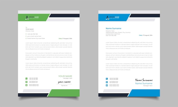 Projeto de modelo de papel de carta profissional e moderno para negócios