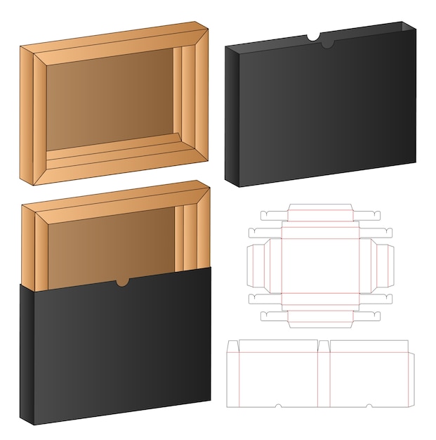 Projeto de molde cortado de embalagem de caixa. 3d