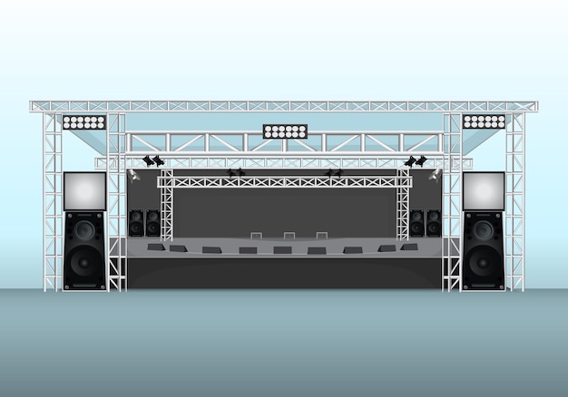 Vetor projeto de palco de música. palco de concerto de música. mock up de palco de música. ilustração vetorial