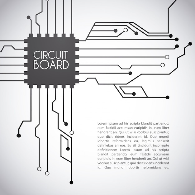 Vetor projeto de placa de circuito sobre o fundo cinzento