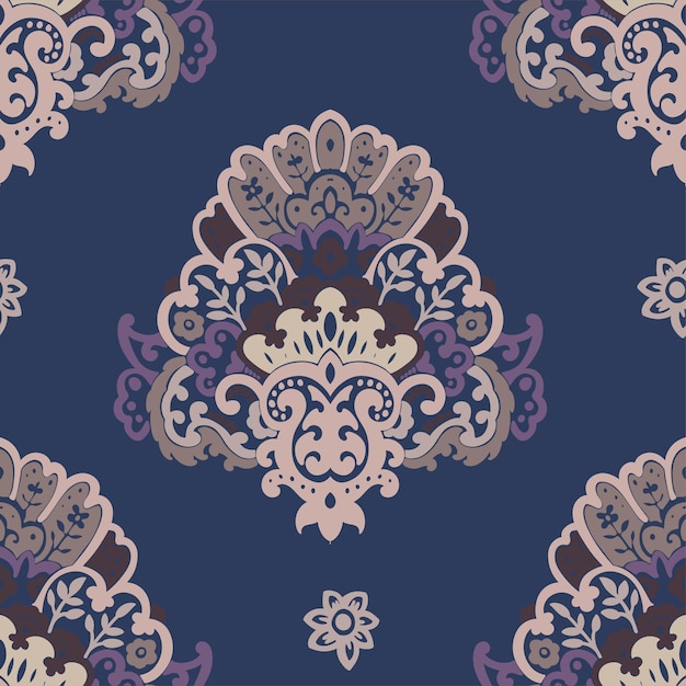 Projeto de plantas e folhas de ornamento paisley florescendo