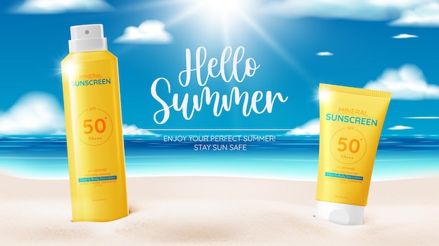 Projeto de produtos cosméticos de proteção, protetor solar e produtos cosméticos para banho de sol