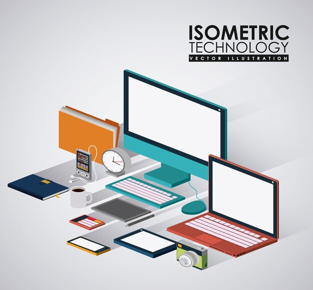 Vetor projeto de tecnologia de isometrics