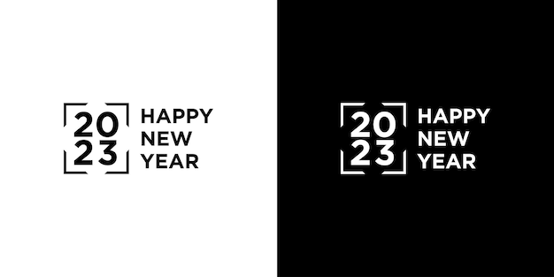 Projeto de texto do logotipo feliz ano novo 2023. capa do diário de negócios para 2023 com desejos