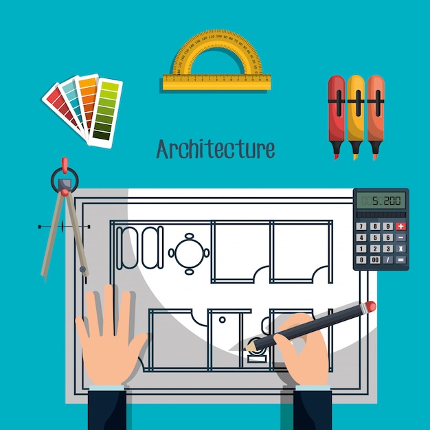 Vetor projeto de trabalho arquitetônico