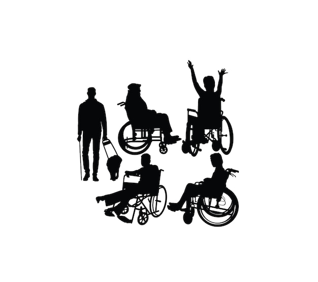 Projeto de vetor de arte de silhuetas de atividade de pessoas com deficiência
