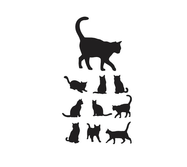 Vetor projeto de vetor de arte silhuetas de gatos