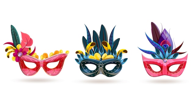Projeto de vetor eps de festa de carnaval de máscara de penas
