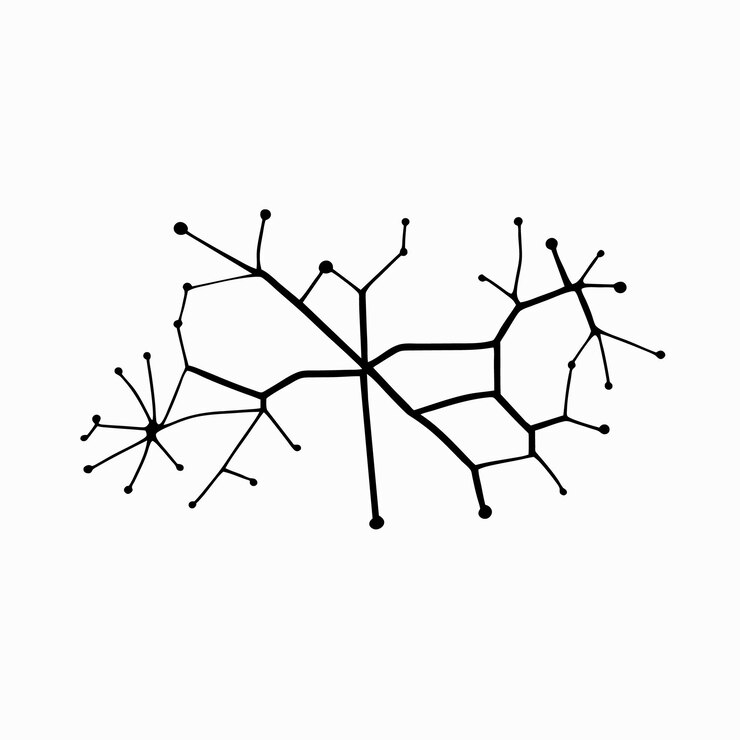Vetor projeto delineado da rede neural nós de neurônios