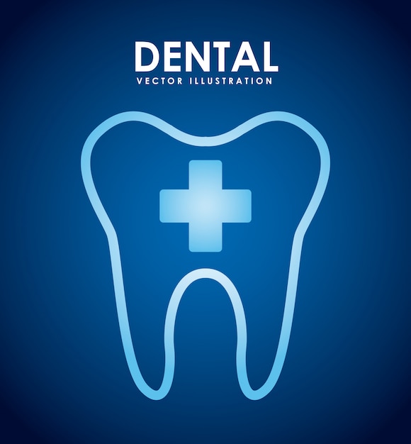 Vetor projeto dental sobre ilustração vetorial de fundo azul