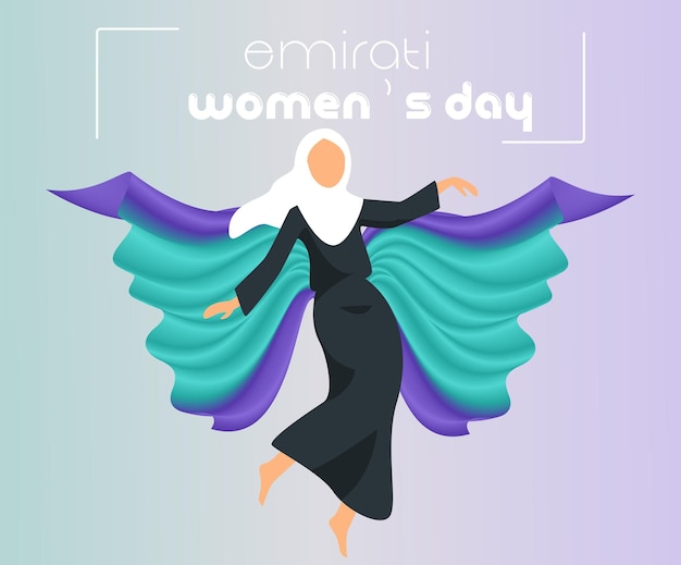 Projeto do dia da mulher dos emirados com fêmea com ilustração vetorial de hijab