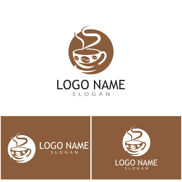 Projeto do ícone do vetor do modelo do logotipo da xícara de café