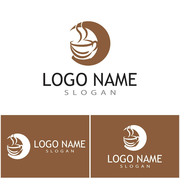 Projeto do ícone do vetor do modelo do logotipo da xícara de café