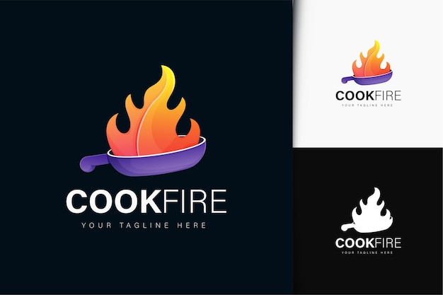 Vetor projeto do logotipo cook fire com gradiente