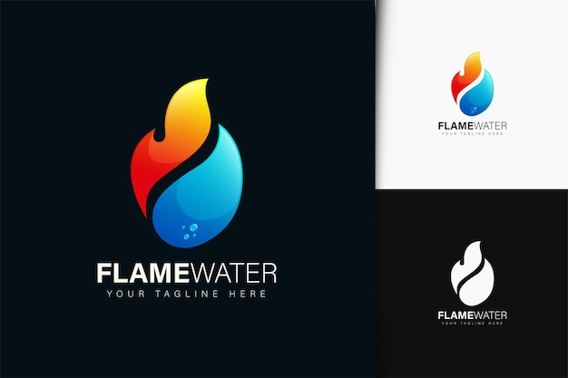 Projeto do logotipo da água da chama com gradiente