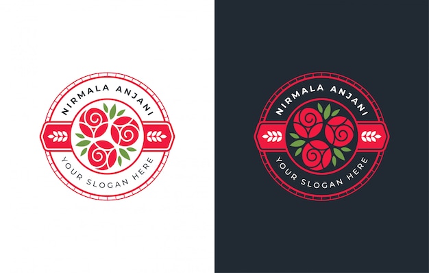 Projeto do logotipo da rose emblema do círculo vermelho