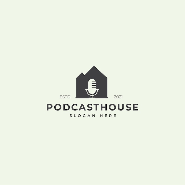 Vetor projeto do logotipo da silhouette podcast house