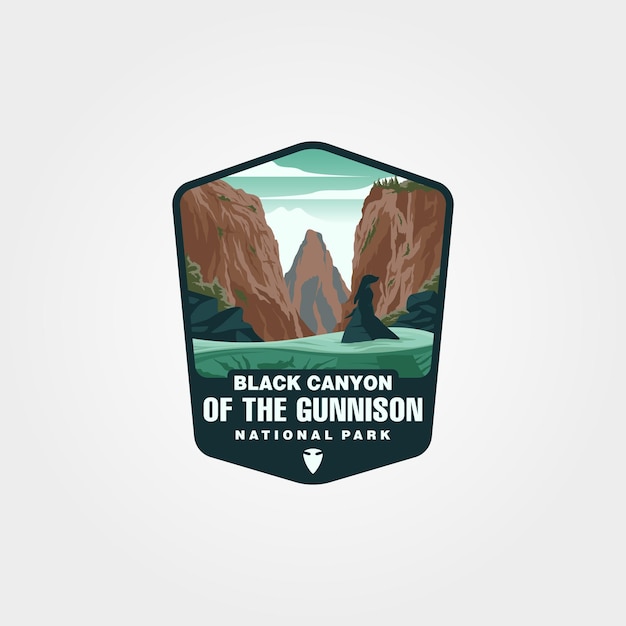 Vetor projeto do logotipo do canyon negro do parque nacional de gunnison