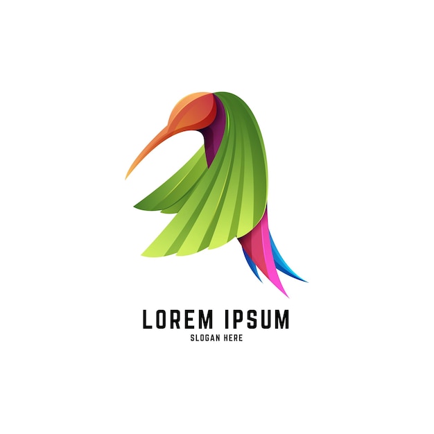 Projeto do logotipo do colibri voador gradiente colorido