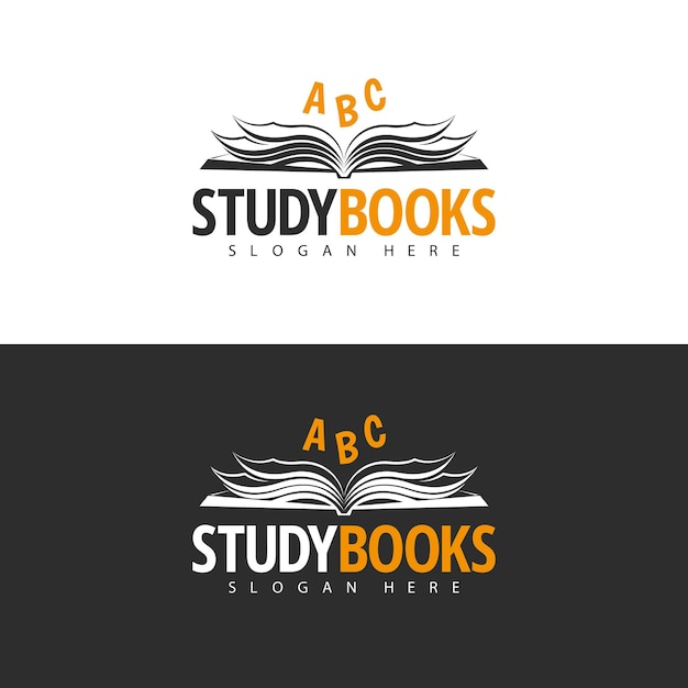 Projeto do logotipo do modelo de livros de estudo.