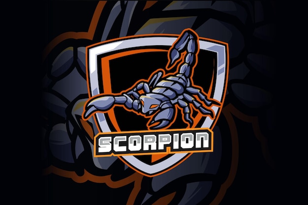 Projeto do logotipo do scorpion esport e do mascote do esporte em um conceito moderno de ilustração