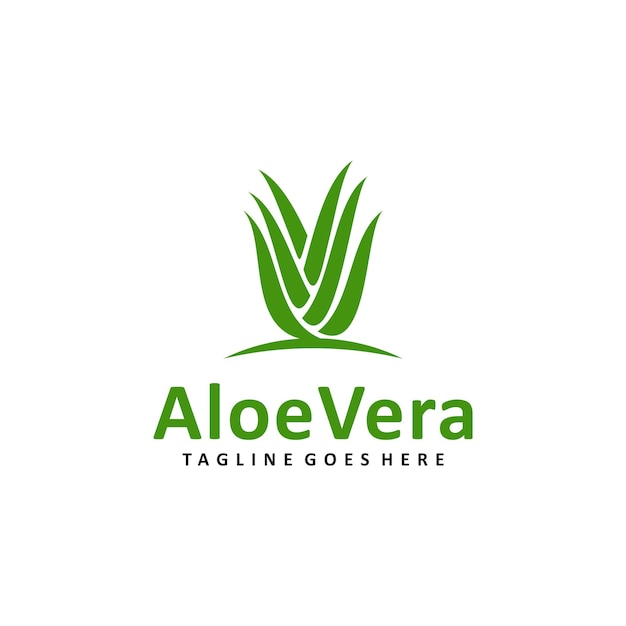 Projeto do logotipo do símbolo da planta verde de aloe vera