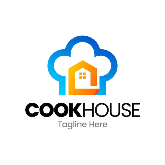 Projeto do logotipo gradiente da cook chef house