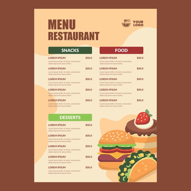 Projeto do menu do restaurante