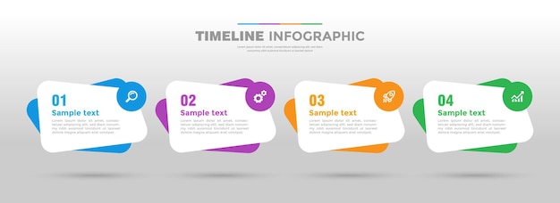 Projeto do modelo do infográfico plano de 4 etapas para negócios