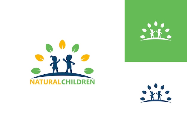 Projeto do modelo do logotipo das crianças da natureza ícone do símbolo criativo do vetor emblema