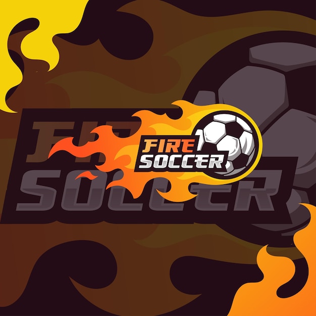 Projeto do modelo do logotipo do futebol fogo e esporte vetor premium