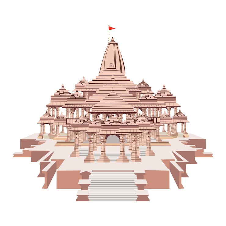 Vetor projeto do plano do templo de ram mandir em ayodhya