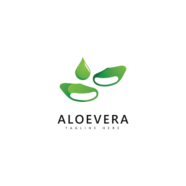 Projeto do vetor da gota do logotipo da planta de aloe vera. ícone do logotipo do gel de aloe vera