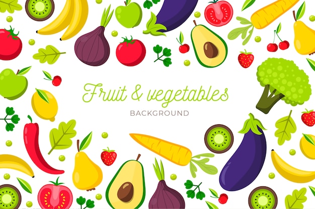 Projeto e plano de fundo frutas e legumes