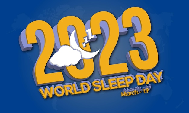 Projeto global da bandeira do conceito de consciência da terra do planeta do dia mundial do sono observado em 19 de março