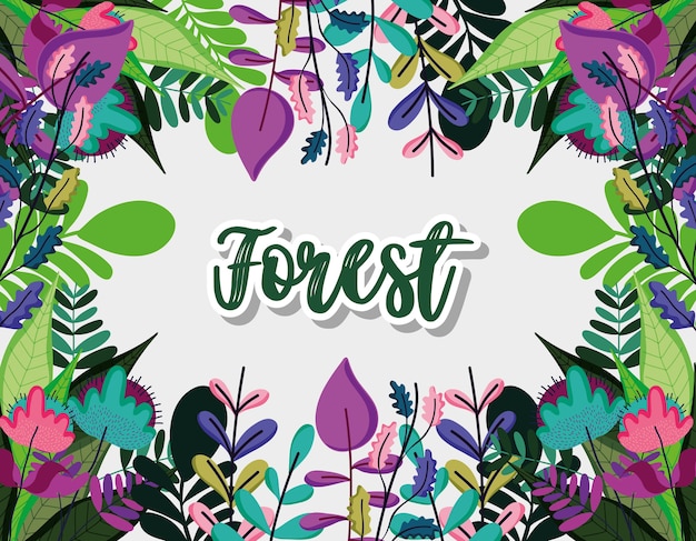 Projeto gráfico da ilustração bonito do vetor da armação da floresta