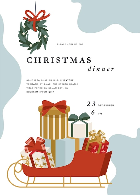 Projeto illustartion para cartão de felicitações de natal ou convite para festa