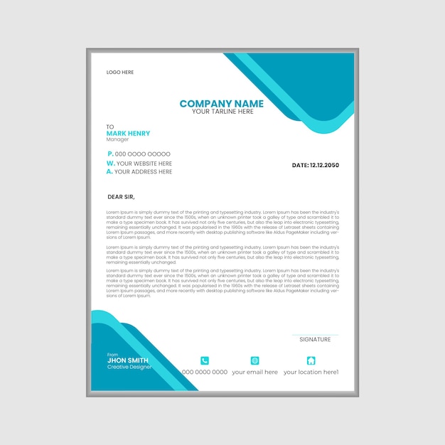 Vetor projeto limpo e profissional de modelo de papel de carta de negócios de empresas corporativas
