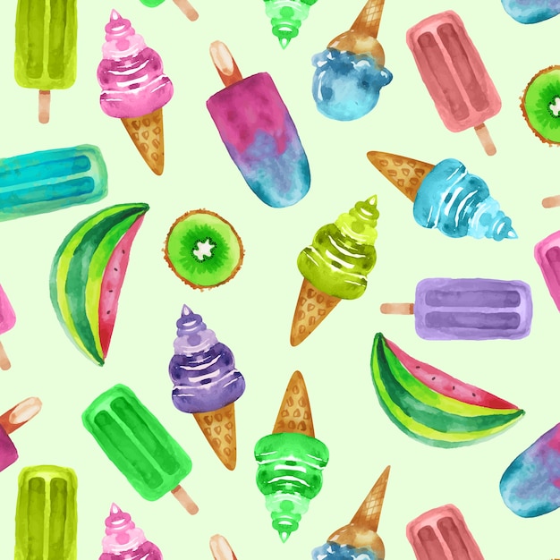 Projeto padrão de aquarela para a temporada de verão