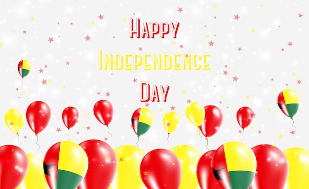 Projeto patriótico do dia da independência da guiné-bissau. balões nas cores nacionais da guiné-bissau. cartão de vetor feliz dia da independência.