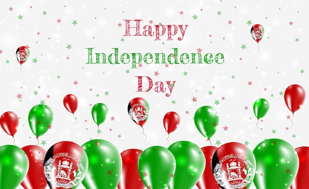 Projeto patriótico do dia da independência do afeganistão. balões com as cores nacionais afegãs. cartão de vetor feliz dia da independência.