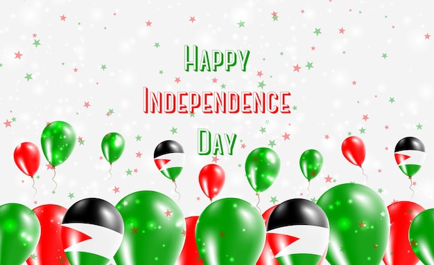 Projeto patriótico do dia da independência do estado da palestina. balões com as cores nacionais palestinas. cartão de vetor feliz dia da independência.