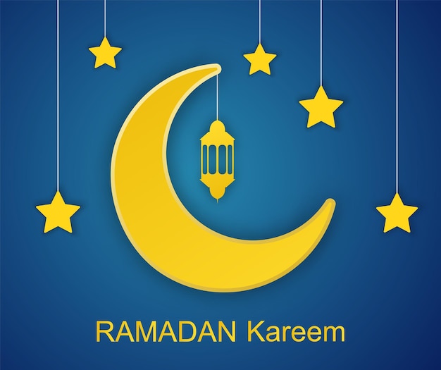 Projeto ramadan kareem com corte de papel 3d