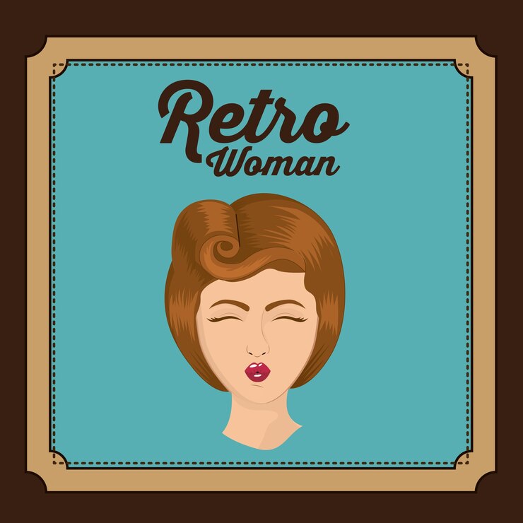 Vetor projeto retro da mulher
