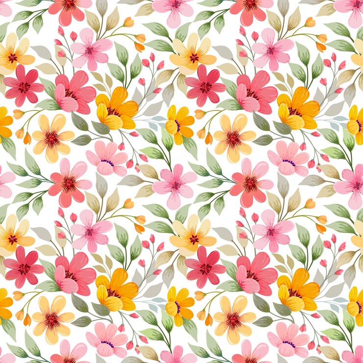Vetor projeto sem emenda do vetor do teste padrão das flores coloridas.