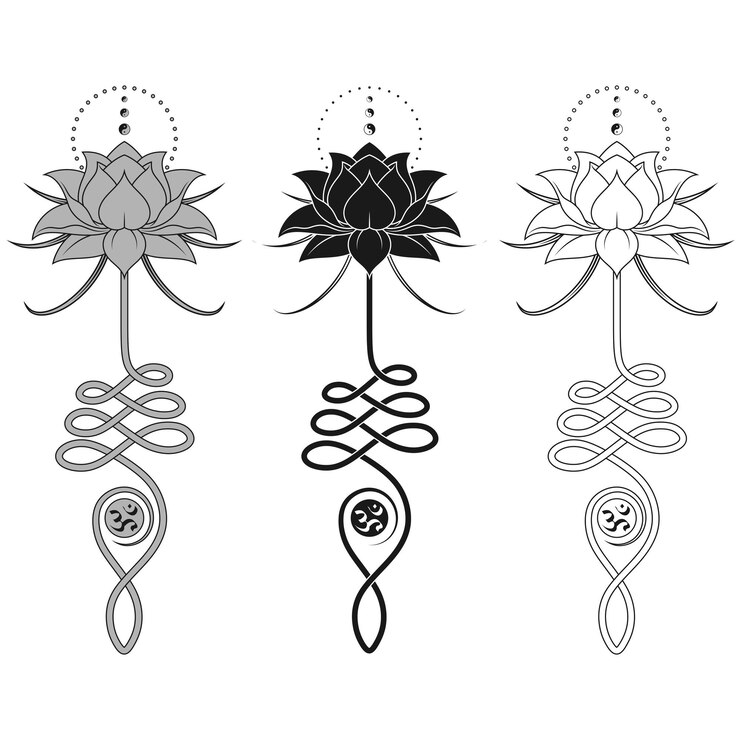 Vetor projeto vetorial de flor de lótus com unalome