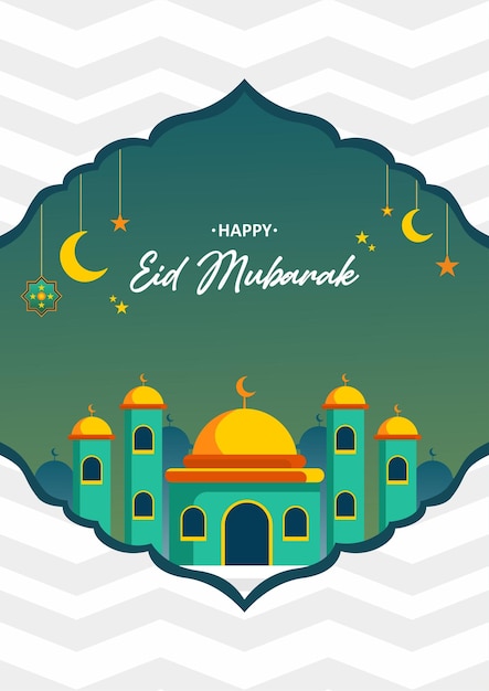 Projeto vetorial de ilustração da mesquita Eid Mubarak