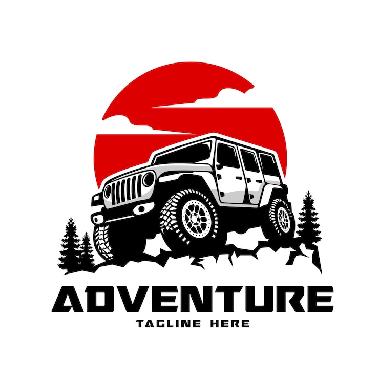 Vetor projeto vetorial de logotipo de carro off-road 4x4