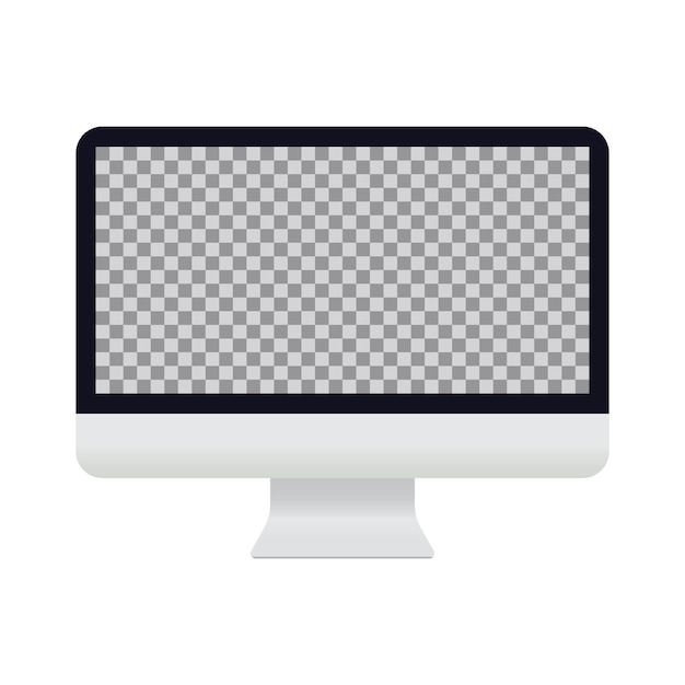 Projeto vetorial de um computador com uma tela transparente em um fundo branco