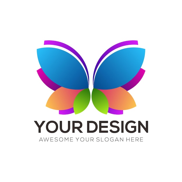 Projeto vetorial Modelo colorido do logotipo da borboleta